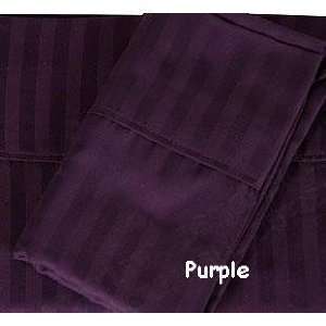   Stripe Single Ply Yarn Bed Sheet Set (Purple) Full.