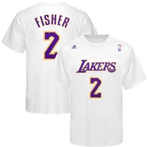  adidas Los Angeles Lakers #2 Derek Fisher White Net Player 