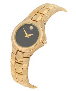 Movado Collection Goldtone Black Dial Watch  
