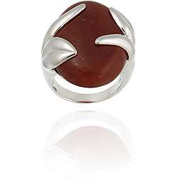 Glitzy Rocks Sterling Silver Oval Red Jade Ring  Overstock