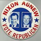 GIANT NIXON AGNEW 1968 CAMPAIGN POLITICAL JUGATE PIN