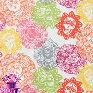   Stencil Day of the Dead Skulls 100% Cotton Fabric BTY Arts, Crafts