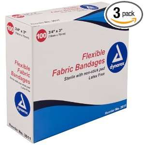   Fabric Bandage, 3/4 Inches X 3 Inches Sterile, 100 Count (Pack of 3