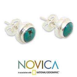 Sterling Silver Blue Moons Recon Turquoise Earrings (Indonesia 