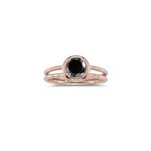  0.97 1.29 Cts Black Diamond Solitaire Ring in 14K Pink 