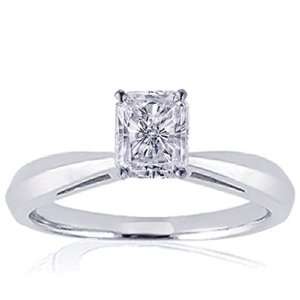  0.55 Ct Radiant Cut Diamond Solitaire Engagement Ring 14K 