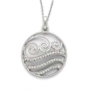  Sterling Silver Serenity Pendant with CZ Accent Jewelry