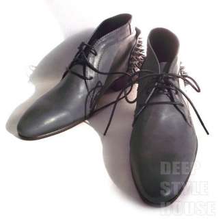 Mens Silver Studded Flats Leather Oxford Lace Up Dress shoes spiked 