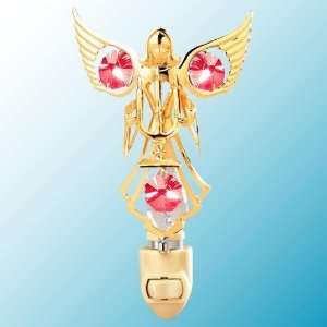  Angel w/Candles 24k Gold/Red Crystal Night Light