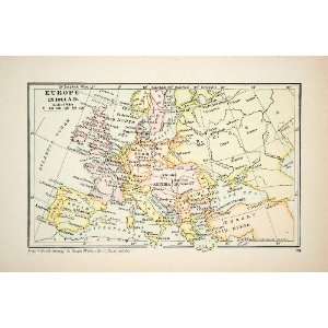  1929 Print Map Europe Portugal Spain Turkey Russia Austria 