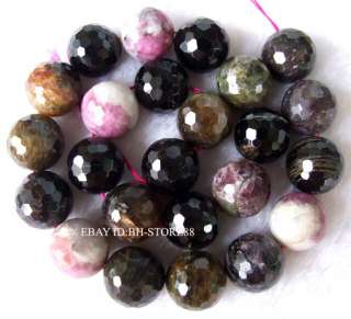 17mm Natural Tourmaline Round Faceted Beads 15.5  