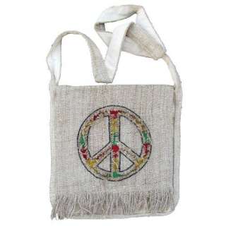  Hemp Peace Sign Purse Handbag with Rasta Colors Clothing