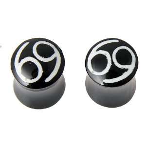  7/16 Horn with Bone Inlay   Double Flare   11mm   Pair Jewelry