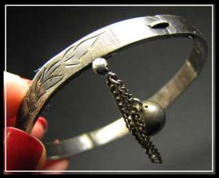 ANTIQUE IMPERIAL Russian 84 ST SILVER ETCHED BRACELET BANGLE 1880s 