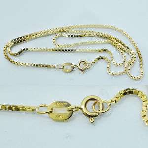 14K Solid Yellow Gold Box Link Chain Necklace 0.7mm 16  