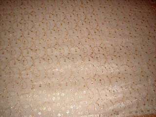 Indian Heavy Golden Glittery Sari Fabric Curtain IVORY  