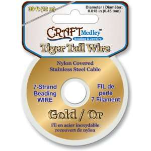  Tiger Tail Beading Wire 7 Strand .45mm Gold   738388 