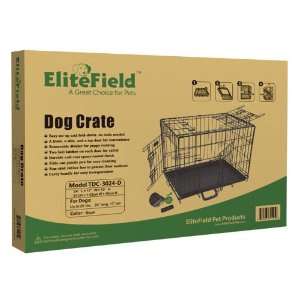 EliteField 24 3 Door Folding Dog Crate with DIVIDER, 24 Long X 17 