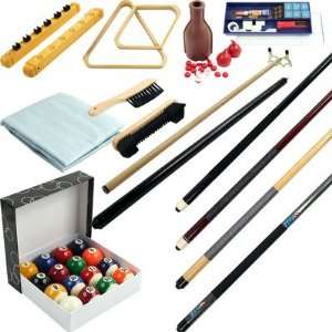 Billiards Accessories Kit Pool Table Cue Ball Eight Side Pocket Chalk 
