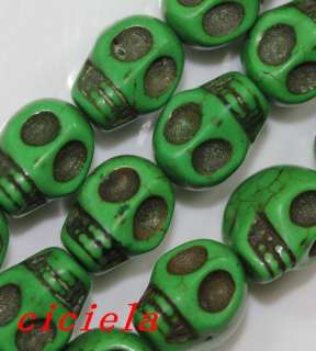 12x10mm 10/30/50/100Pcs Turquoise Carved Skull Loose Beads 11 colors 