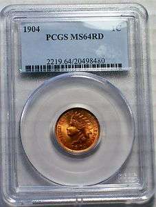 1904 INDIAN HEAD CENT   PCGS MS64RD   RED   CHOICE GEM UNCIRCULATED 