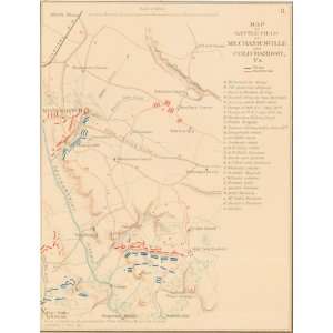 1895 Civil War Map of the Battlefield of Cold Harbor, VA by Julius 