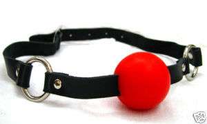 Genuine Leather Harness Mouth Red Soft Solid Ball Gag  