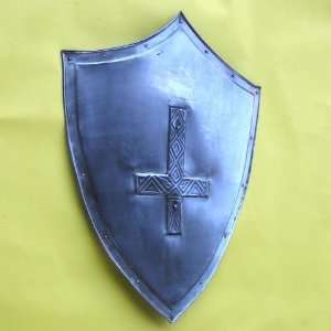 Medieval Shield in Steel, Embossed with the Cross of St 