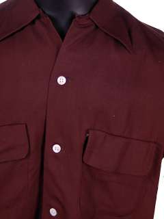 Vintage Mens Rayon Leisure Shirt NWOT 1950s Glentop Small Maroon 2 