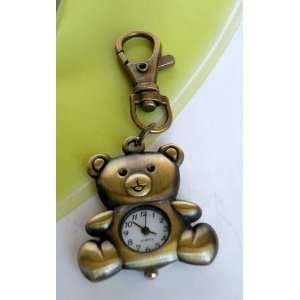  Elegant Bronze Key Chain/Key Holder/Handbag Charm w/Clock Beautiful 