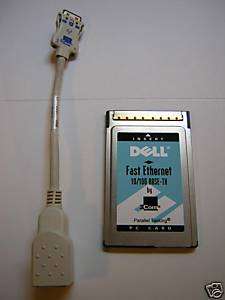 Dell 10/100 LAN CardBus Ethernet PC Card +Dongle Cable  