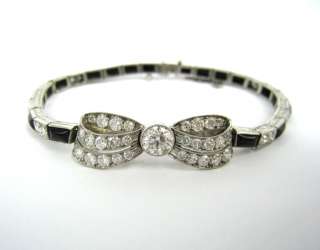   Deco 2.0ct Diamond & Onyx Decorated Platinum Bow Tie Bracelet  