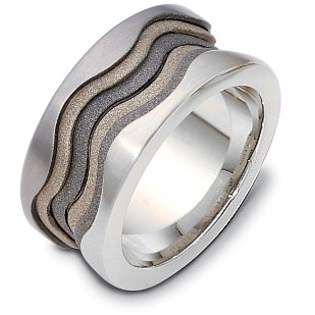 14 Karat White Gold Wave Style Wedding Band Ring  Elite Jewels Jewelry 