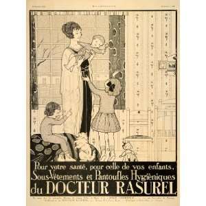  1920 Ad French Mother Children Nursery Underwear Deco 