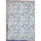   Bay Blue Retro Bubbles Vinyl Shower Curtain Geo Geometric Circles