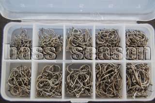   Delivery 500 Pcs 10 Sizes Black Silver Fishing Hooks Comes with Box