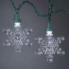 Kurt Adler Set of 10 Pure White LED Snowflake Christmas Lights   Green 