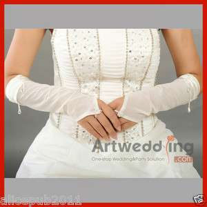 11Ivory translucent Wedding bridal Fingerless gloves  