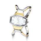 VistaBella Womens Gold Silver Two Tone Open Loop Bangle Watch