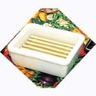 CentralChef White Porcelain Soap Dish with Wooden Grate