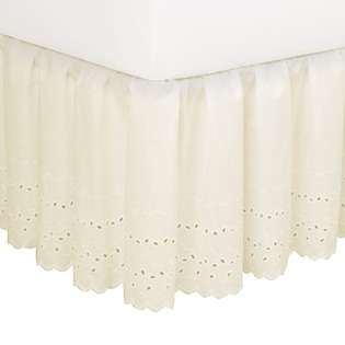 Fresh Ideas Eyelet 18 Bed Skirt in Ivory   Size Queen 