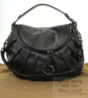 Gucci Black Pebbled Leather Icon Bit Medium Shoulder Bag  