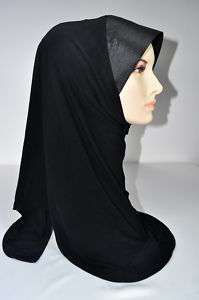 1pc Slip On Lycra Scarf Shawl Hijab Solid Black  
