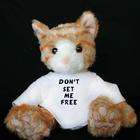 SHOPZEUS Plush Stuffed Brown Cat Toy with Don’t set me free T Shirt