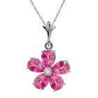   , inc 14K. Solid Gold Necklace with Natural Pink Topaz & Diamond