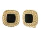 Jaclyn Smith Black Square Clip Earring in Goldtone