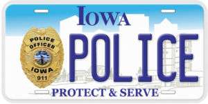 Iowa Police Aluminum Car Novelty License Plate  