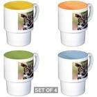 Artsmith Inc Stackable Coffee Mugs (4) Great Horned Owl