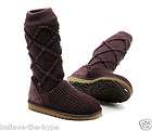 UGG Australia FIG Sheepskin Knit Women Size 6 Argyle 5879 Boot Classic