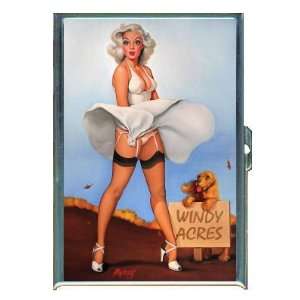  PIN UP GIRL DOG WIND BLOWING DRESS ID Holder, Cigarette 